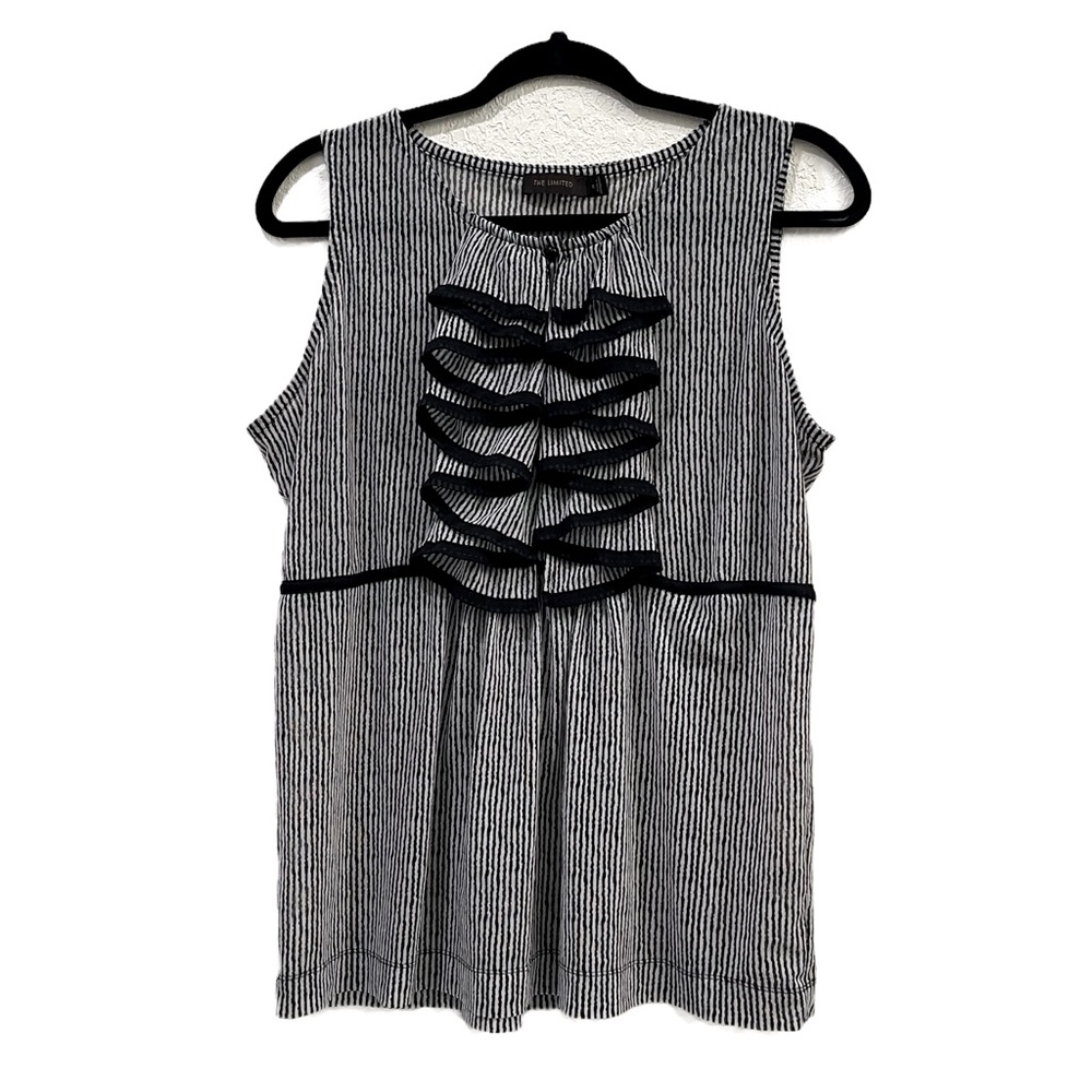 The Limited Y2K Tuxedo Inspired High Waisted Ruffled Blouse Women’s L/XL